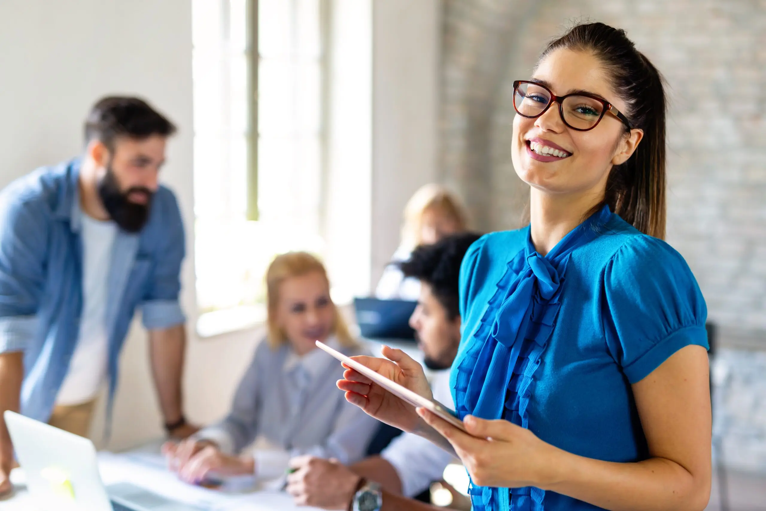 Happy smiling female office worker